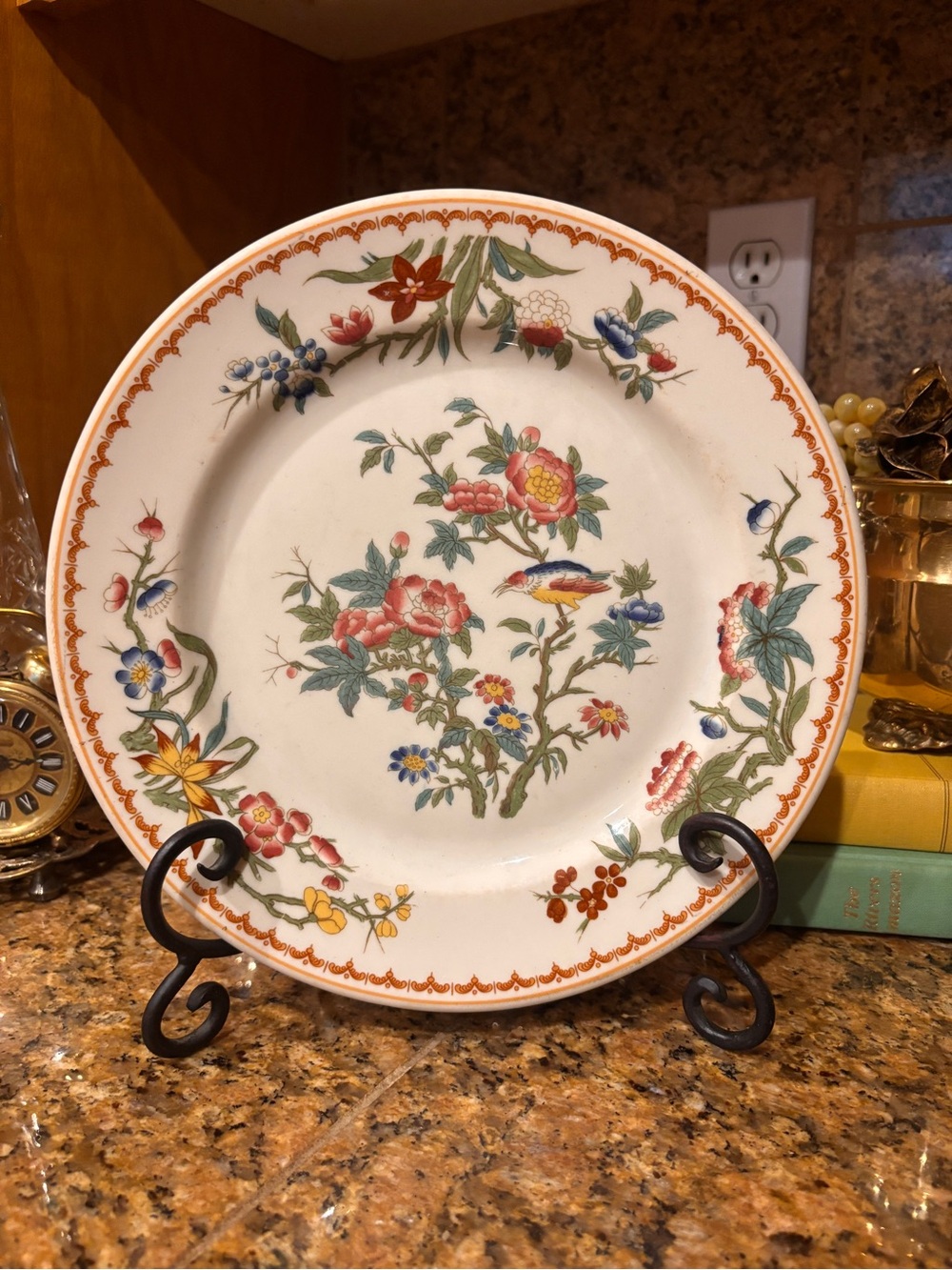 Vintage James Kent Old Foley Chinese Rose 7” Plate England Floral Bird